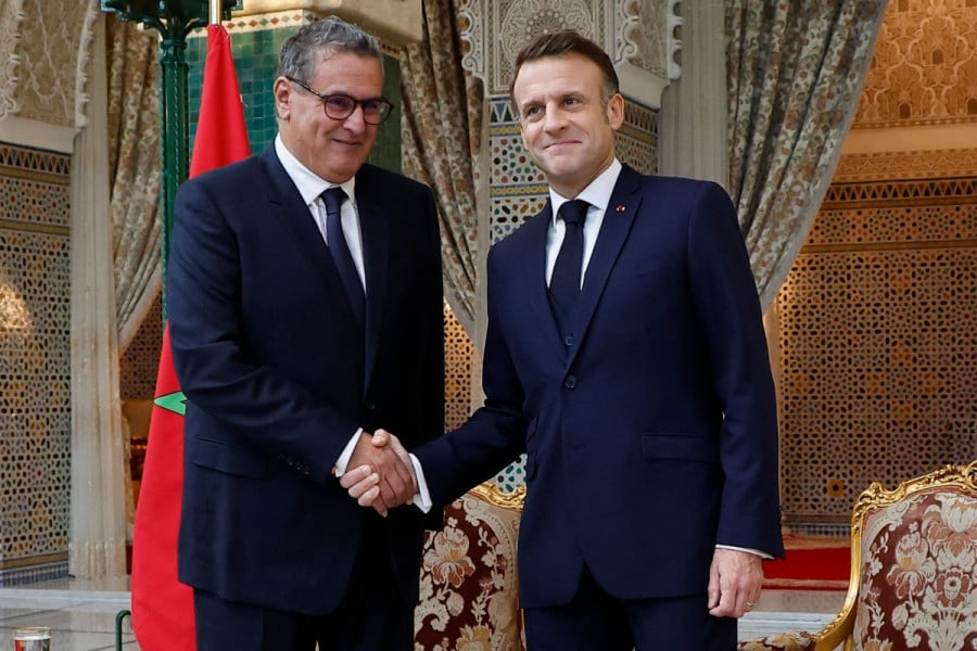 Le Président français Emmanuel Macron reçoit M. Aziz Akhannouch